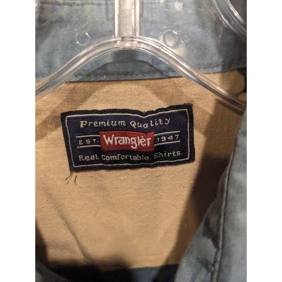 Wrangler button down Large Country Work Short Sleeve blue 100% cotton - Picture 4 of 4